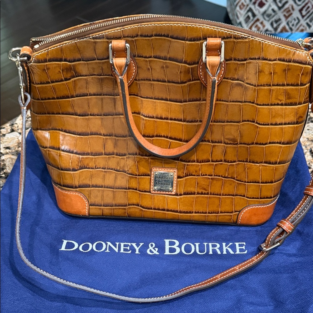 Dooney & Bourke Brown Croc Embossed Satchel